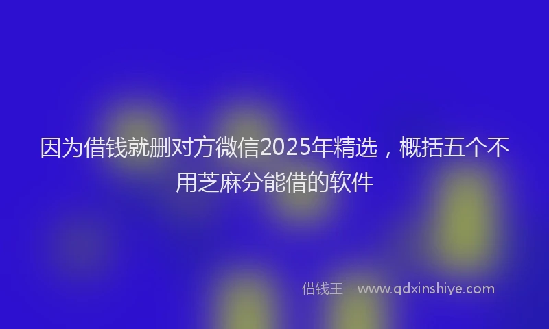 因为借钱就删对方微信2025年精选，概括五个不用芝麻分能借的软件
