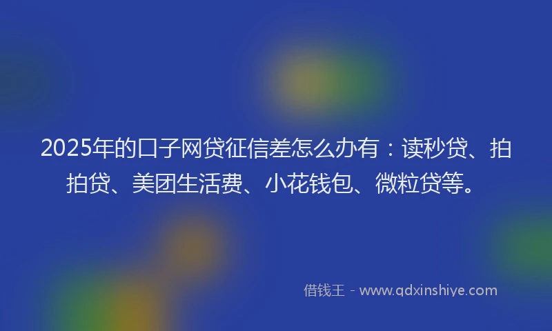 2025年的口子网贷征信差怎么办有：读秒贷、拍拍贷、美团生活费、小花钱包、微粒贷等。