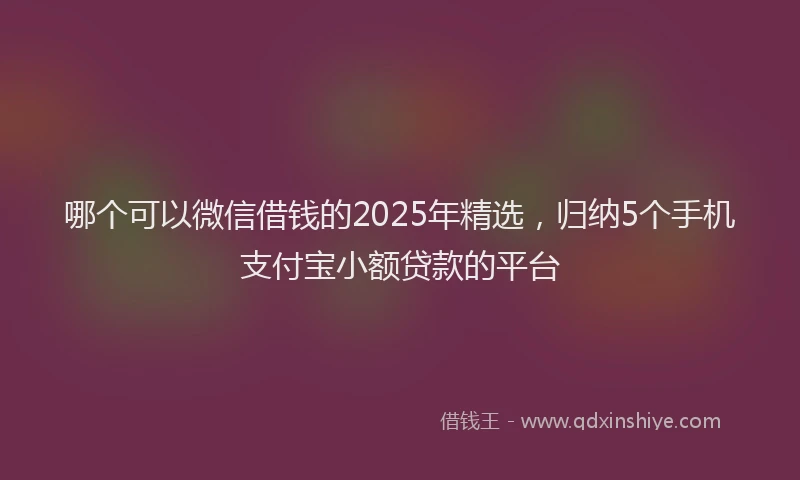 哪个可以微信借钱的2025年精选，归纳5个手机支付宝小额贷款的平台