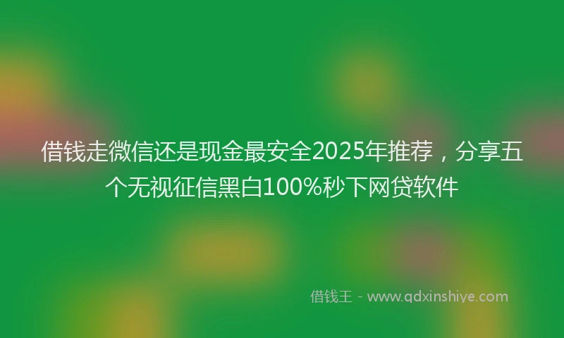 借钱走微信还是现金最安全2025年推荐，分享五个无视征信黑白100%秒下网贷软件