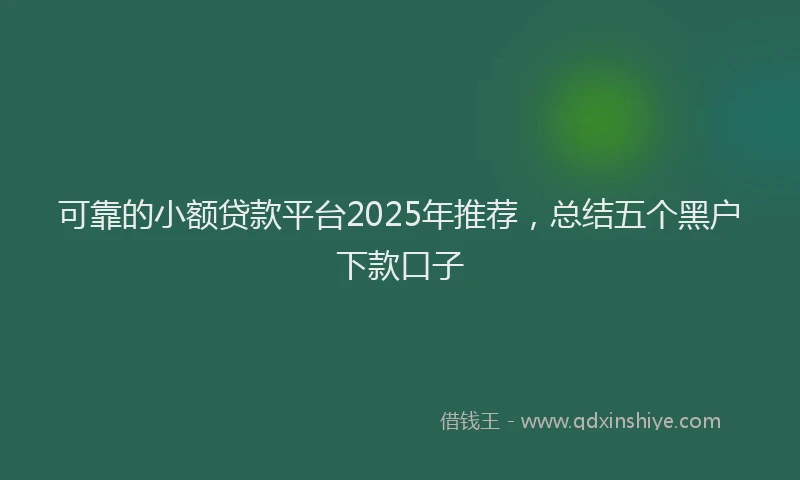 可靠的小额贷款平台2025年推荐，总结五个黑户下款口子