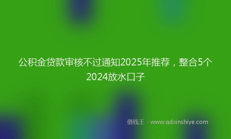 公积金贷款审核不过通知2025年推荐，整合5个2024放水口子