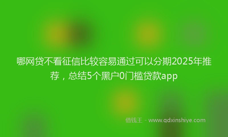 哪网贷不看征信比较容易通过可以分期2025年推荐，总结5个黑户0门槛贷款app