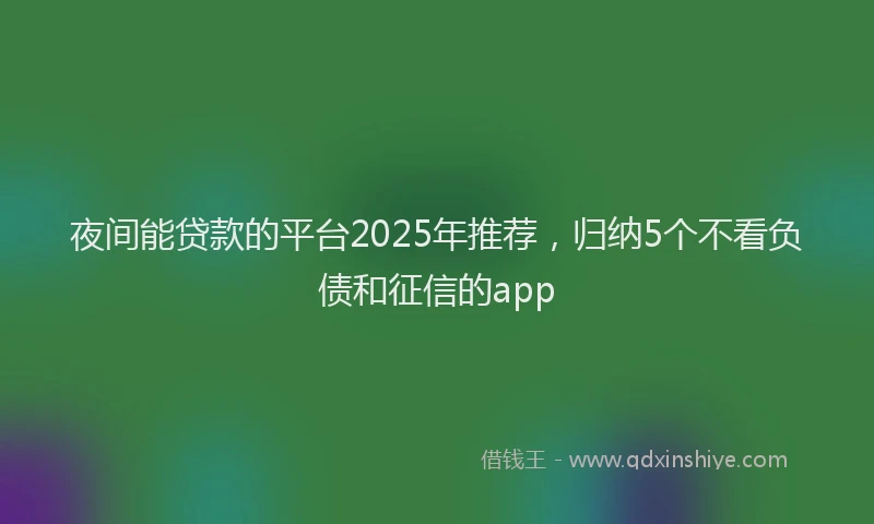 夜间能贷款的平台2025年推荐，归纳5个不看负债和征信的app