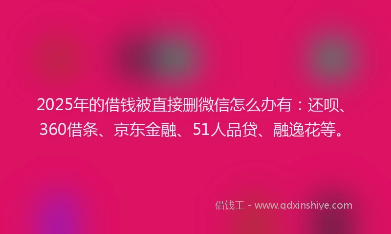 2025年的借钱被直接删微信怎么办有：还呗、360借条、京东金融、51人品贷、融逸花等。