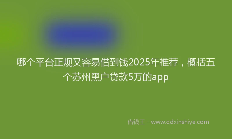 哪个平台正规又容易借到钱2025年推荐，概括五个苏州黑户贷款5万的app