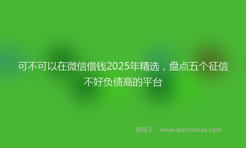 可不可以在微信借钱2025年精选，盘点五个征信不好负债高的平台