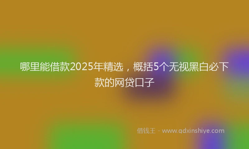 哪里能借款2025年精选，概括5个无视黑白必下款的网贷口子