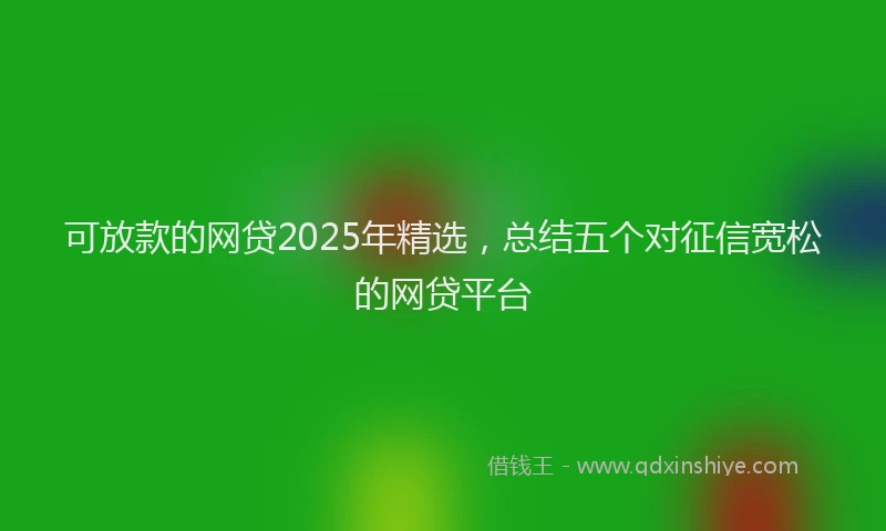 可放款的网贷2025年精选，总结五个对征信宽松的网贷平台