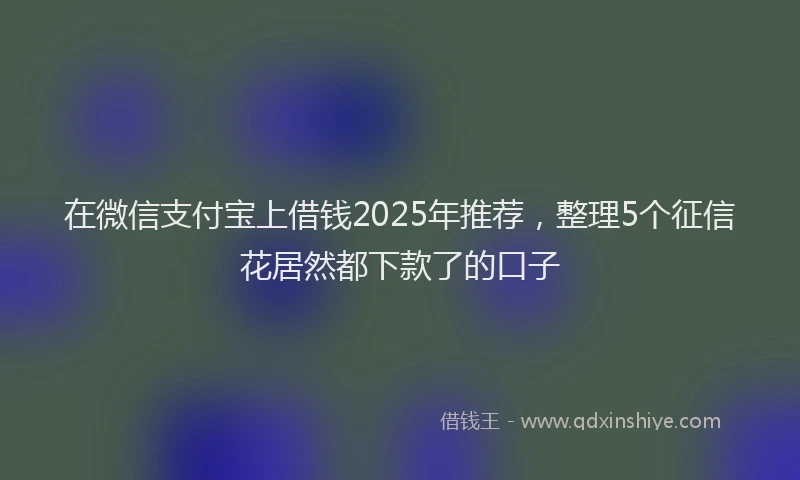 在微信支付宝上借钱2025年推荐，整理5个征信花居然都下款了的口子