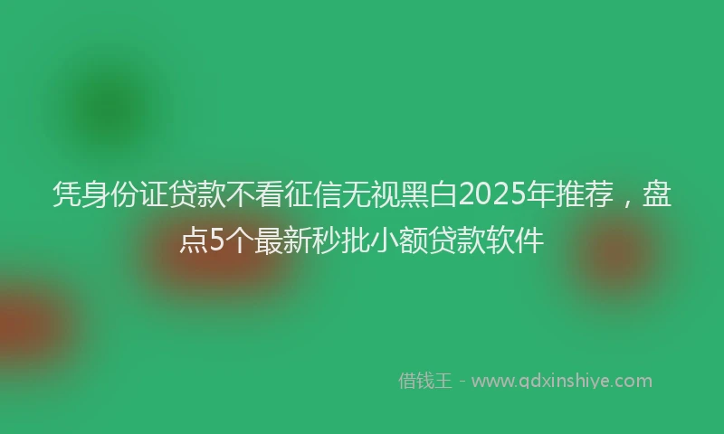 凭身份证贷款不看征信无视黑白2025年推荐，盘点5个最新秒批小额贷款软件