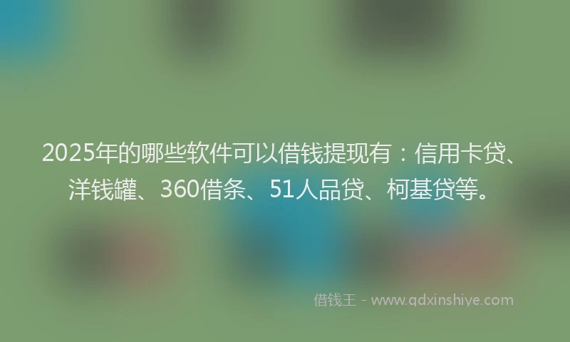 2025年的哪些软件可以借钱提现有：信用卡贷、洋钱罐、360借条、51人品贷、柯基贷等。
