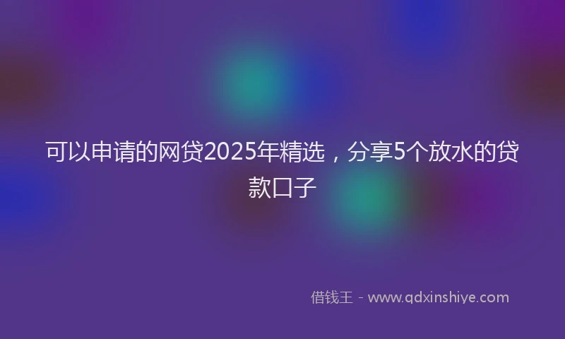 可以申请的网贷2025年精选，分享5个放水的贷款口子