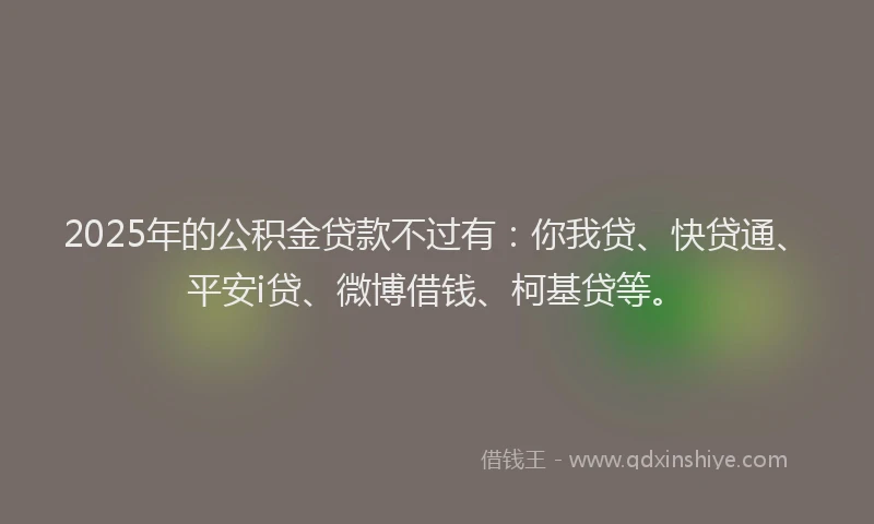2025年的公积金贷款不过有：你我贷、快贷通、平安i贷、微博借钱、柯基贷等。