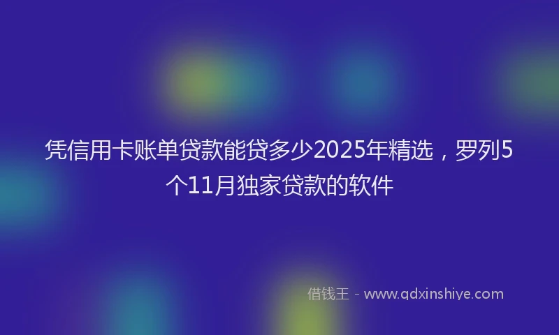 凭信用卡账单贷款能贷多少2025年精选，罗列5个11月独家贷款的软件