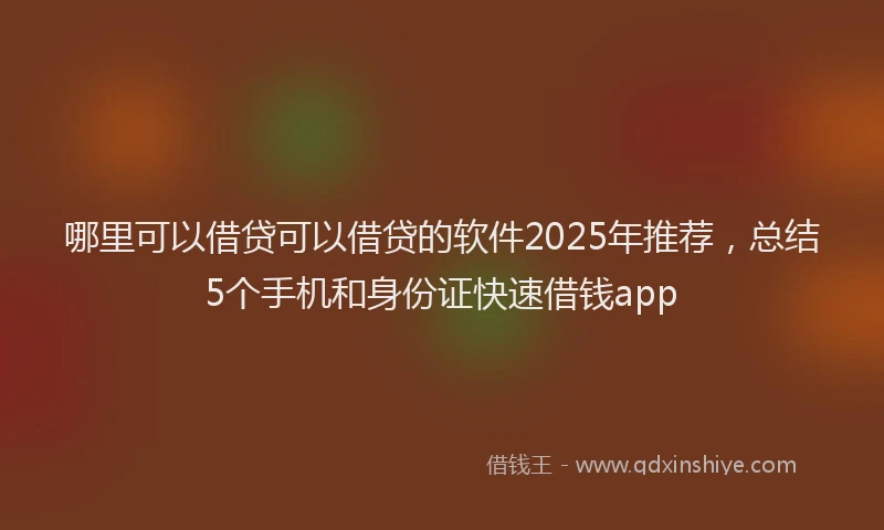 哪里可以借贷可以借贷的软件2025年推荐，总结5个手机和身份证快速借钱app