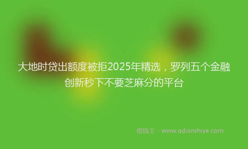 大地时贷出额度被拒2025年精选，罗列五个金融创新秒下不要芝麻分的平台
