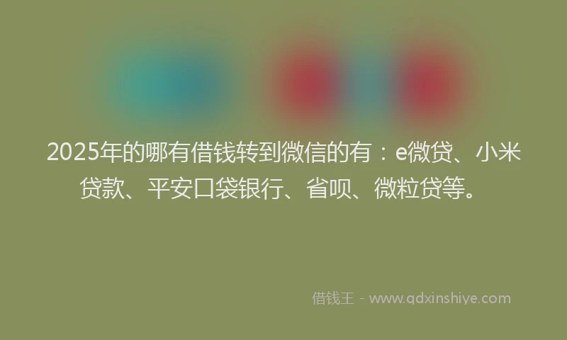 2025年的哪有借钱转到微信的有：e微贷、小米贷款、平安口袋银行、省呗、微粒贷等。