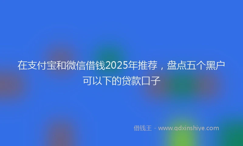 在支付宝和微信借钱2025年推荐，盘点五个黑户可以下的贷款口子