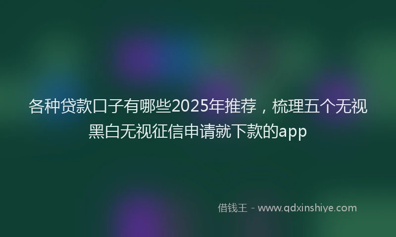 各种贷款口子有哪些2025年推荐，梳理五个无视黑白无视征信申请就下款的app