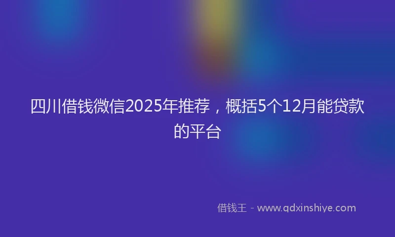 四川借钱微信2025年推荐，概括5个12月能贷款的平台