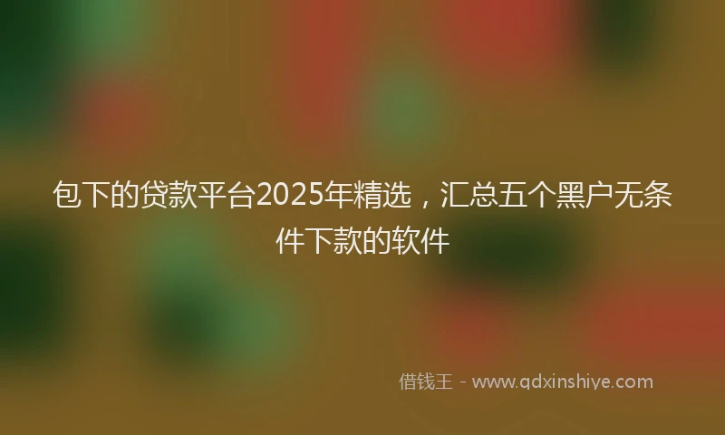 包下的贷款平台2025年精选，汇总五个黑户无条件下款的软件