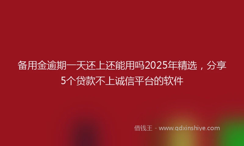 备用金逾期一天还上还能用吗2025年精选，分享5个贷款不上诚信平台的软件