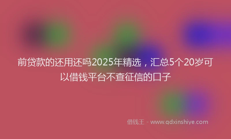 前贷款的还用还吗2025年精选，汇总5个20岁可以借钱平台不查征信的口子