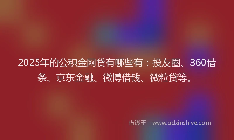 2025年的公积金网贷有哪些有：投友圈、360借条、京东金融、微博借钱、微粒贷等。