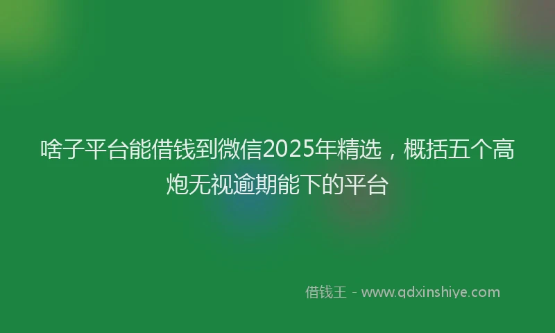 啥子平台能借钱到微信2025年精选，概括五个高炮无视逾期能下的平台