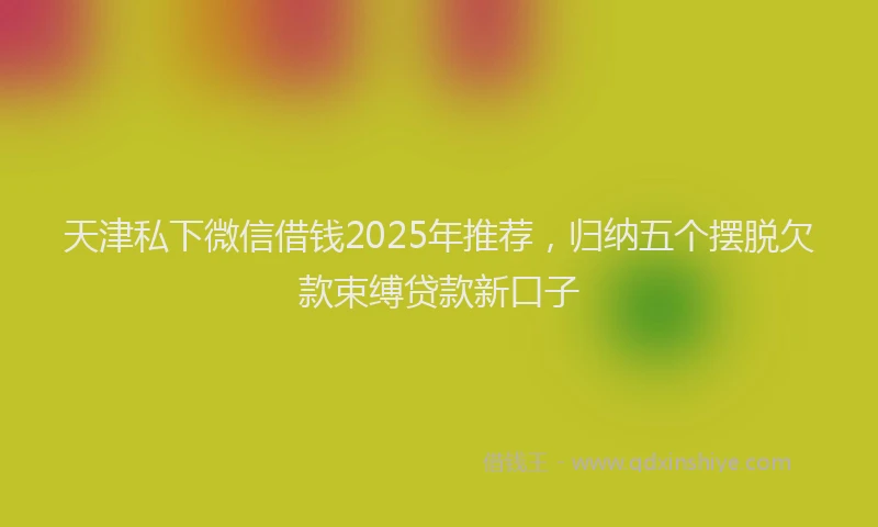 天津私下微信借钱2025年推荐，归纳五个摆脱欠款束缚贷款新口子