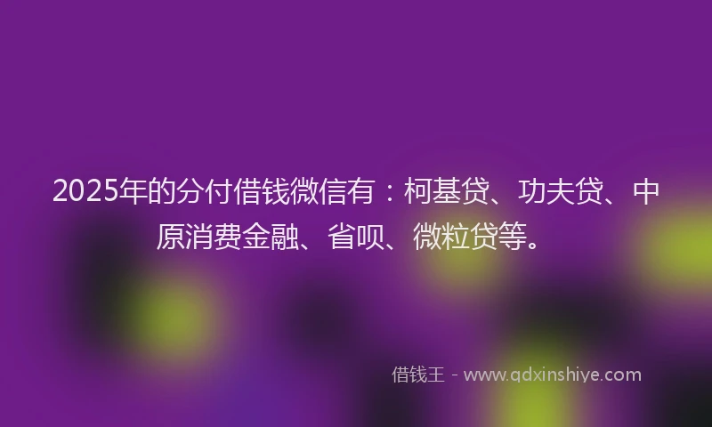 2025年的分付借钱微信有：柯基贷、功夫贷、中原消费金融、省呗、微粒贷等。