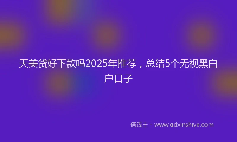 天美贷好下款吗2025年推荐，总结5个无视黑白户口子