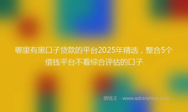 哪里有黑口子贷款的平台2025年精选，整合5个借钱平台不看综合评估的口子