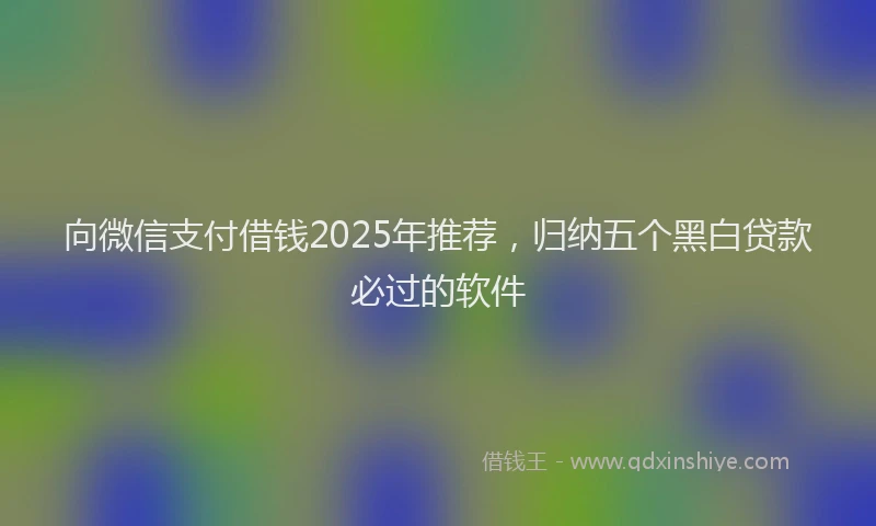 向微信支付借钱2025年推荐，归纳五个黑白贷款必过的软件