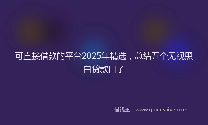 可直接借款的平台2025年精选，总结五个无视黑白贷款口子