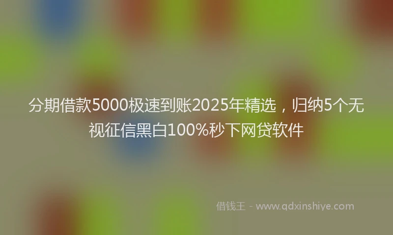 分期借款5000极速到账2025年精选，归纳5个无视征信黑白100%秒下网贷软件