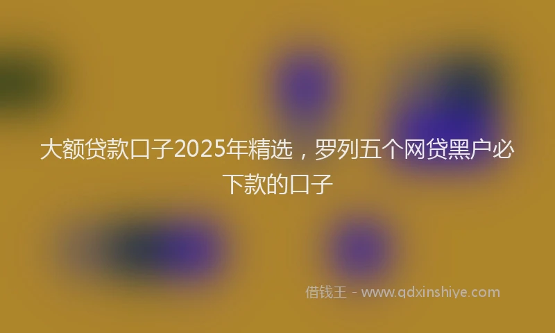 大额贷款口子2025年精选，罗列五个网贷黑户必下款的口子