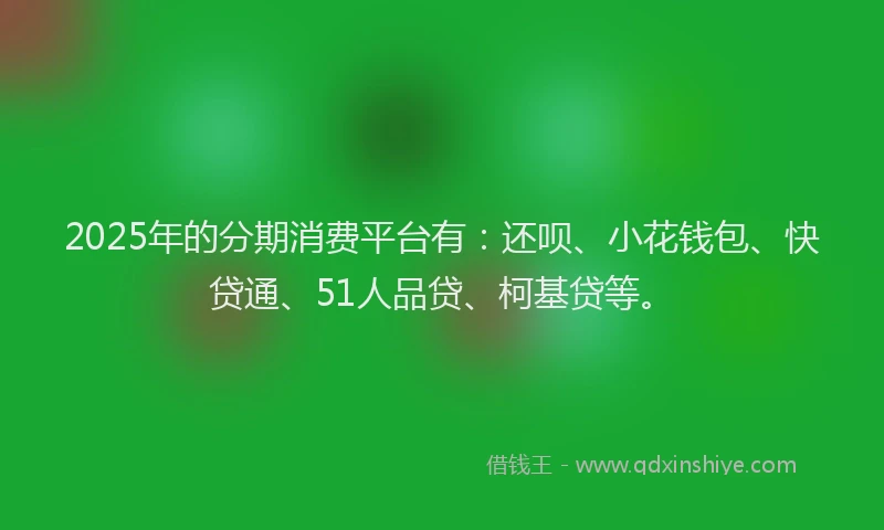2025年的分期消费平台有：还呗、小花钱包、快贷通、51人品贷、柯基贷等。