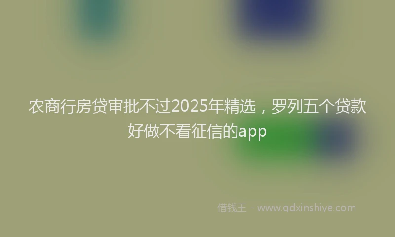 农商行房贷审批不过2025年精选，罗列五个贷款好做不看征信的app