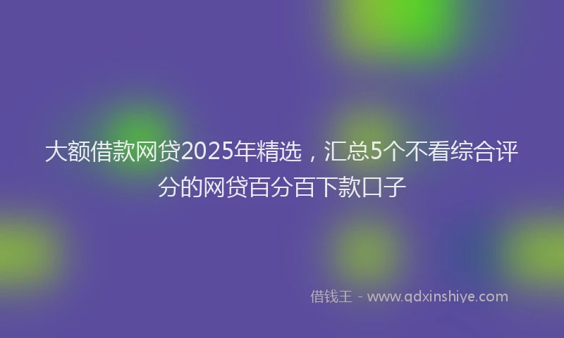 大额借款网贷2025年精选，汇总5个不看综合评分的网贷百分百下款口子