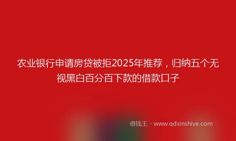 农业银行申请房贷被拒2025年推荐，归纳五个无视黑白百分百下款的借款口子