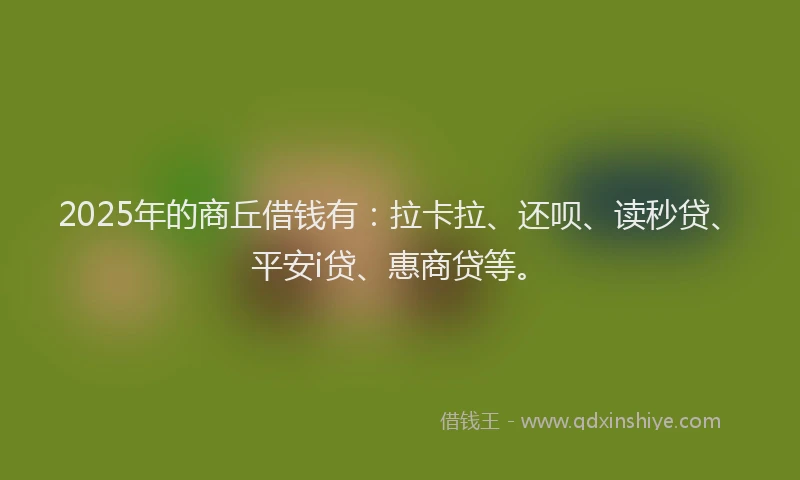 2025年的商丘借钱有：拉卡拉、还呗、读秒贷、平安i贷、惠商贷等。