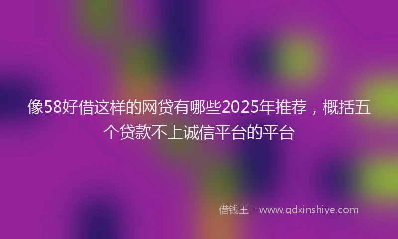 像58好借这样的网贷有哪些2025年推荐，概括五个贷款不上诚信平台的平台