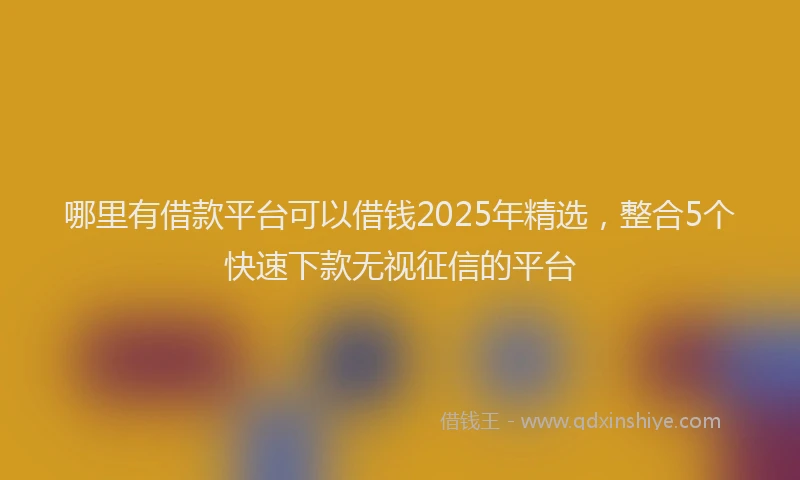 哪里有借款平台可以借钱2025年精选，整合5个快速下款无视征信的平台