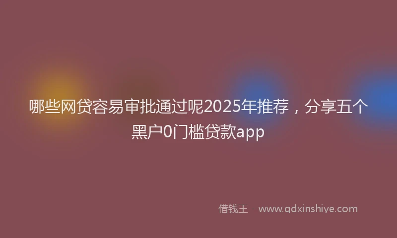哪些网贷容易审批通过呢2025年推荐，分享五个黑户0门槛贷款app