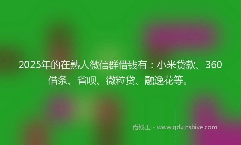 2025年的在熟人微信群借钱有：小米贷款、360借条、省呗、微粒贷、融逸花等。