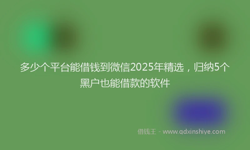 多少个平台能借钱到微信2025年精选，归纳5个黑户也能借款的软件