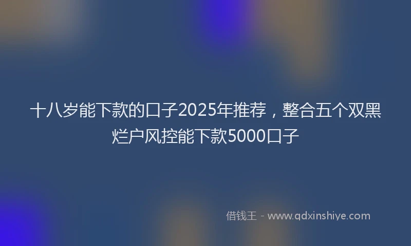 十八岁能下款的口子2025年推荐，整合五个双黑烂户风控能下款5000口子