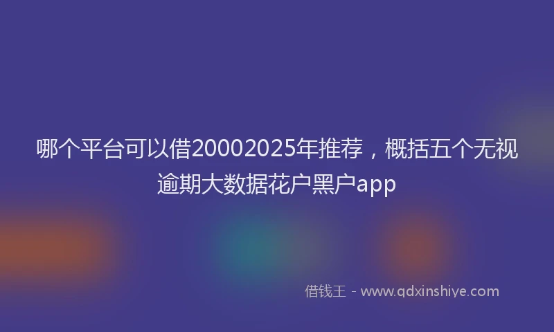 哪个平台可以借20002025年推荐，概括五个无视逾期大数据花户黑户app
